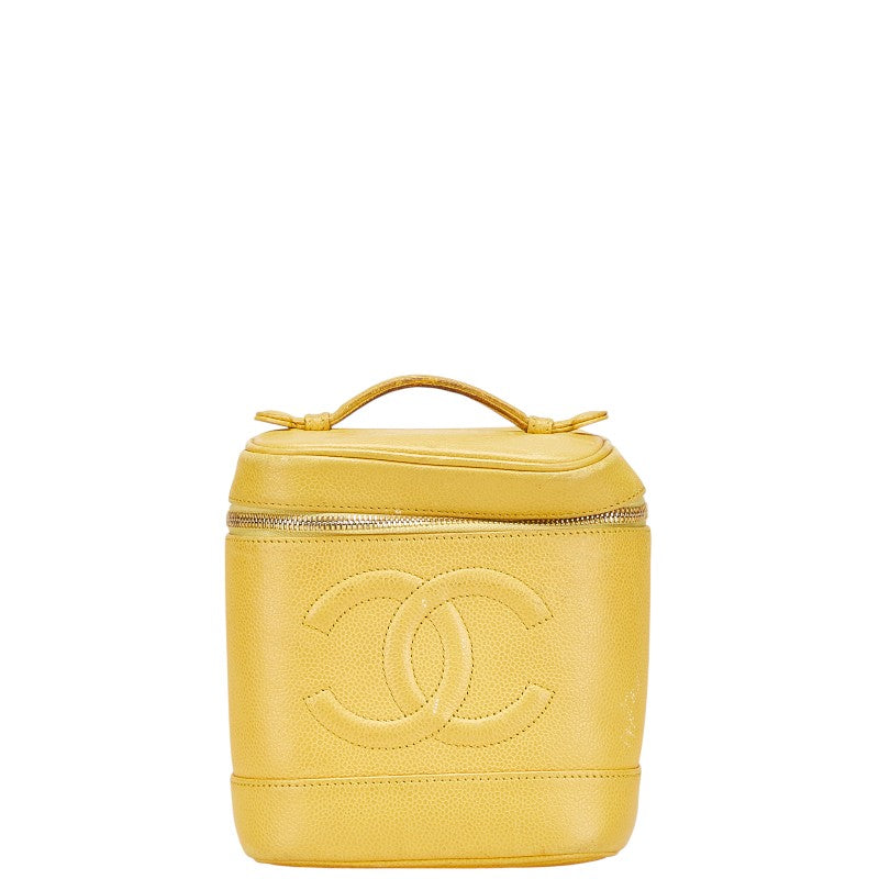 シャネル ココマーク バニティバッグ イエロー キャビアスキン レディース CHANEL 【中古】
