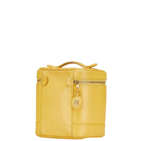 シャネル ココマーク バニティバッグ イエロー キャビアスキン レディース CHANEL 【中古】