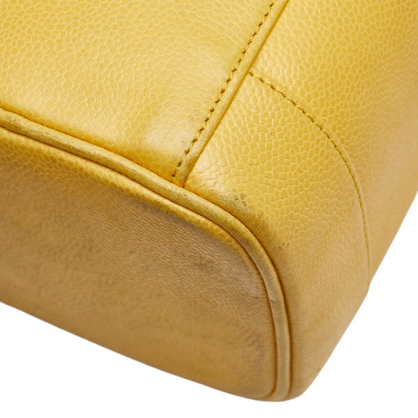 シャネル ココマーク バニティバッグ イエロー キャビアスキン レディース CHANEL 【中古】