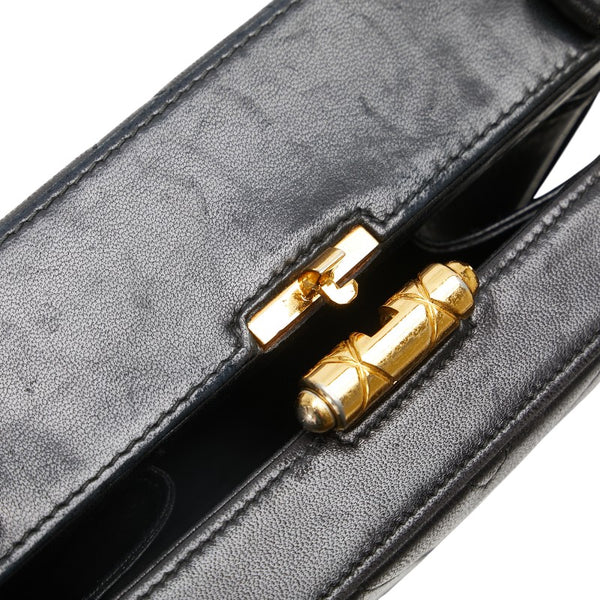 シャネル シェブロン Vステッチ ショルダーバッグ ブラック ラムスキン レディース CHANEL 【中古】