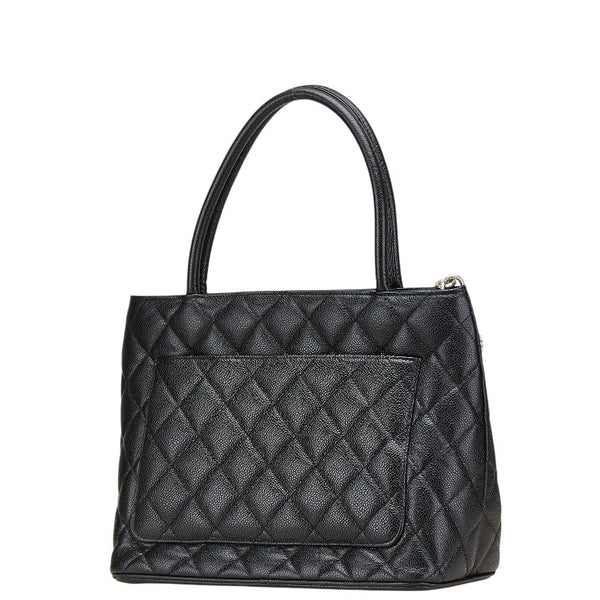 シャネル マトラッセ 復刻トート ココマーク トートバッグ ブラック シルバー キャビアスキン レディース CHANEL 【中古】