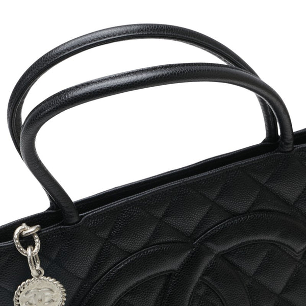 シャネル マトラッセ 復刻トート ココマーク トートバッグ ブラック シルバー キャビアスキン レディース CHANEL 【中古】