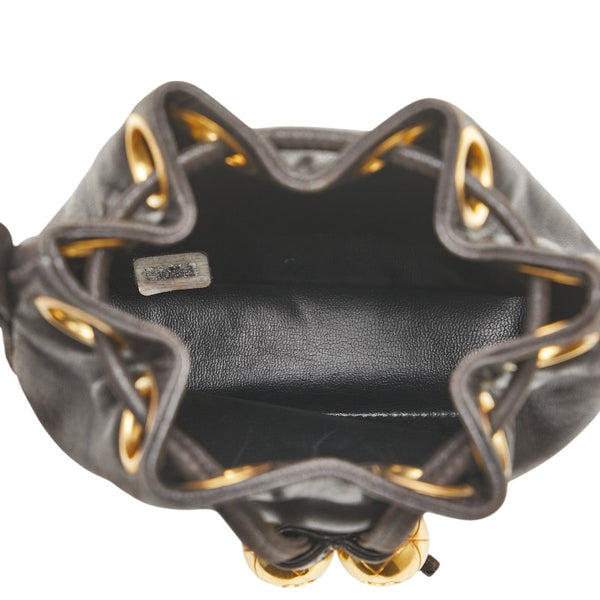 シャネル ココマーク チェーン ショルダーバッグ ブラック ラムスキン レディース CHANEL 【中古】