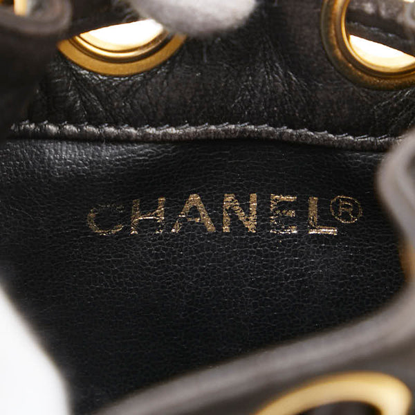 シャネル ココマーク チェーン ショルダーバッグ ブラック ラムスキン レディース CHANEL 【中古】