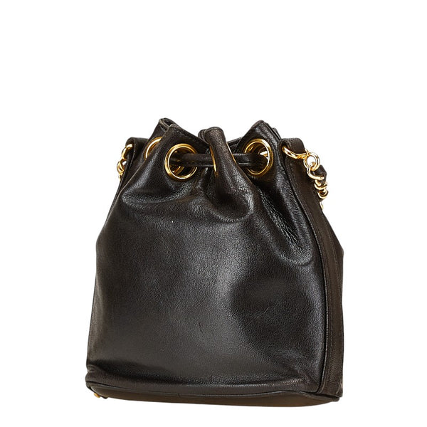 シャネル ココマーク チェーン ショルダーバッグ ブラック ラムスキン レディース CHANEL 【中古】