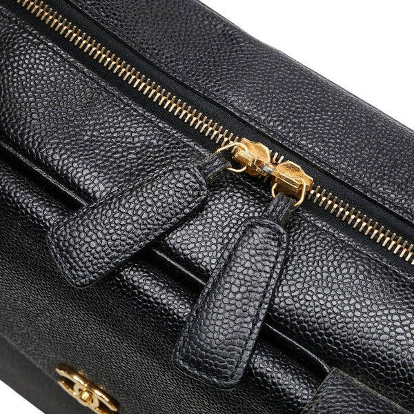 シャネル ココマーク ビジネスバッグ ブリーフケース ブラック キャビアスキン メンズ CHANEL 【中古】