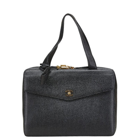 シャネル ココマーク ビジネスバッグ ブリーフケース ブラック キャビアスキン メンズ CHANEL 【中古】