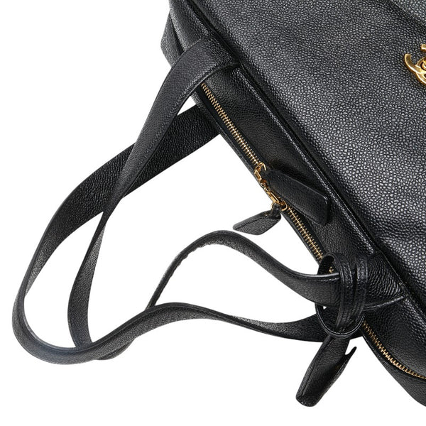 シャネル ココマーク ビジネスバッグ ブリーフケース ブラック キャビアスキン メンズ CHANEL 【中古】