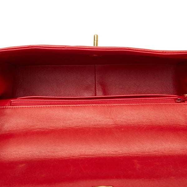 シャネル シェブロン V字ステッチ ココマーク ハンドバッグ ショルダーバッグ 2WAY レッド ラムスキン レディース CHANEL 【中古】