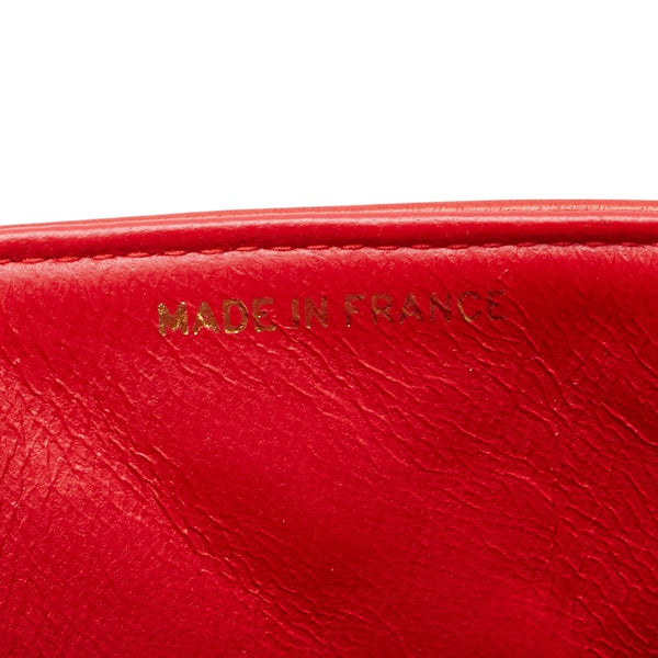 シャネル シェブロン V字ステッチ ココマーク ハンドバッグ ショルダーバッグ 2WAY レッド ラムスキン レディース CHANEL 【中古】