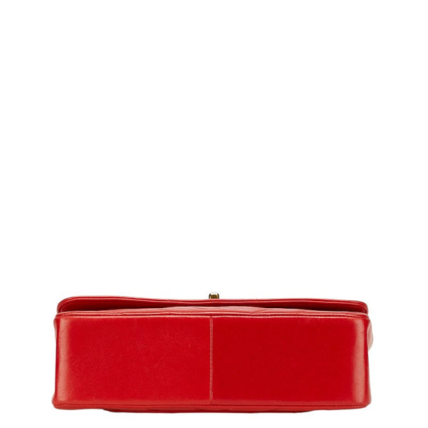 シャネル シェブロン V字ステッチ ココマーク ハンドバッグ ショルダーバッグ 2WAY レッド ラムスキン レディース CHANEL 【中古】