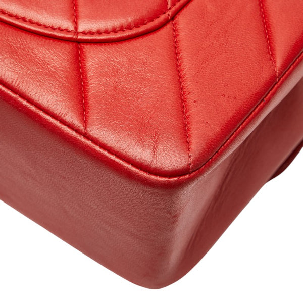 シャネル シェブロン V字ステッチ ココマーク ハンドバッグ ショルダーバッグ 2WAY レッド ラムスキン レディース CHANEL 【中古】