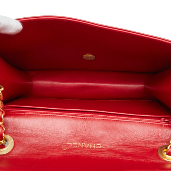 シャネル マトラッセ ココマーク チェーン ショルダーバッグ レッド ラムスキン レディース CHANEL 【中古】