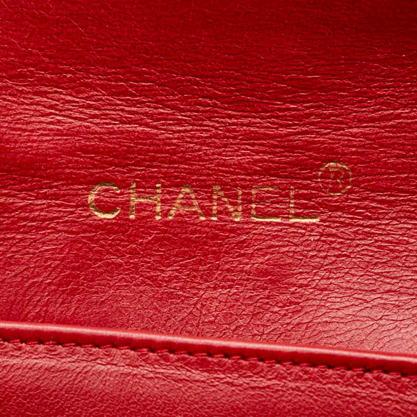 シャネル マトラッセ ココマーク チェーン ショルダーバッグ レッド ラムスキン レディース CHANEL 【中古】