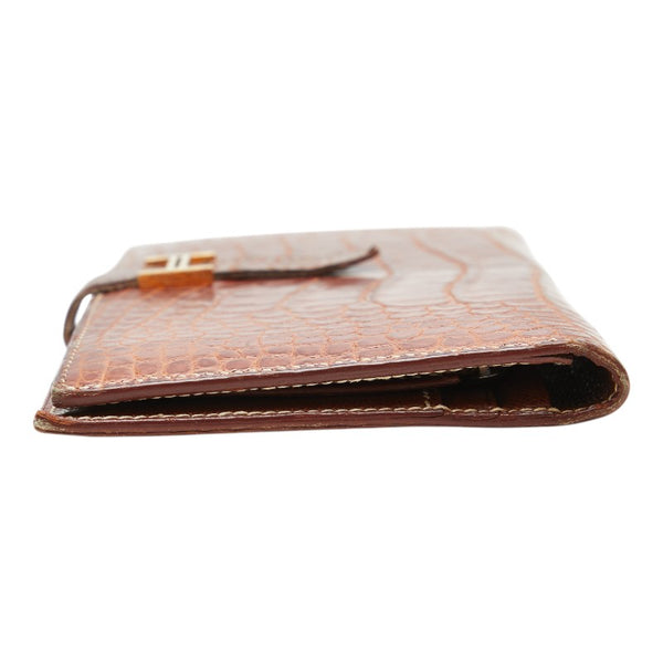 エルメス ベアン 長財布 ブラウン アリゲーター レディース HERMES 【中古】