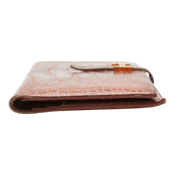 エルメス ベアン 長財布 ブラウン アリゲーター レディース HERMES 【中古】
