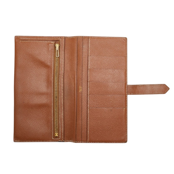 エルメス ベアン スフレ 二つ折り財布 ブラウン ヴォーエプソン レディース HERMES 【中古】