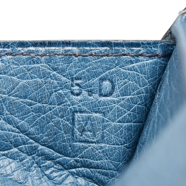 エルメス ベアン スフレ 長財布 ブルー オーストリッチ レディース HERMES 【中古】