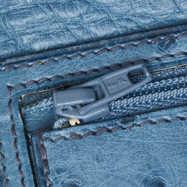 エルメス ベアン スフレ 長財布 ブルー オーストリッチ レディース HERMES 【中古】