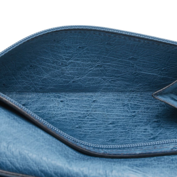 エルメス ベアン スフレ 長財布 ブルー オーストリッチ レディース HERMES 【中古】