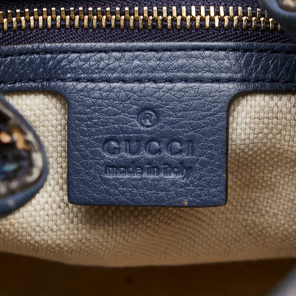 グッチ インターロッキングG ソーホー パイソン ワンショルダーバッグ 308982 ブラウン ネイビー レザー レディース GUCCI 【中古】