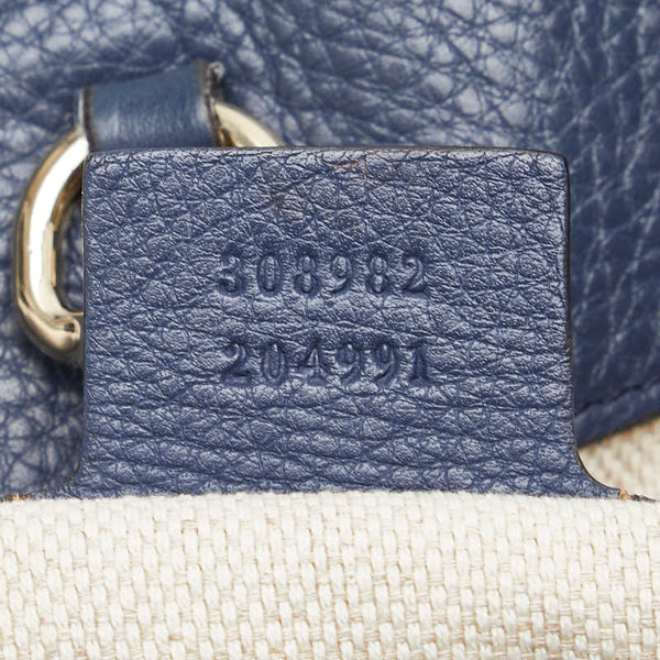 グッチ インターロッキングG ソーホー パイソン ワンショルダーバッグ 308982 ブラウン ネイビー レザー レディース GUCCI 【中古】