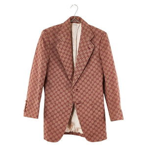 グッチ GGキャンバス テーラードジャケット サイズ：48 563510 ブラウン レッド コットン ポリエステル メンズ GUCCI 【中古】
