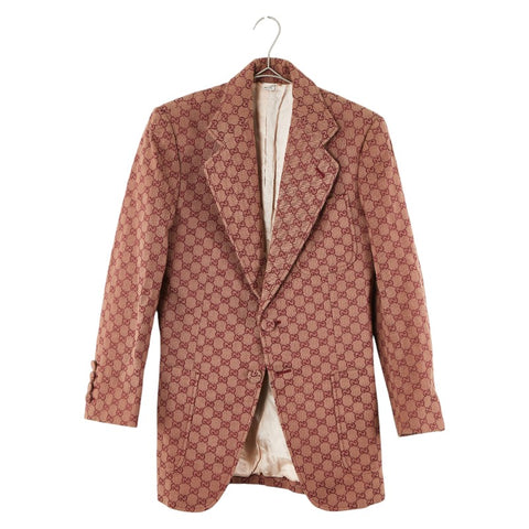 グッチ GGキャンバス テーラードジャケット サイズ：48 563510 ブラウン レッド コットン ポリエステル メンズ GUCCI 【中古】