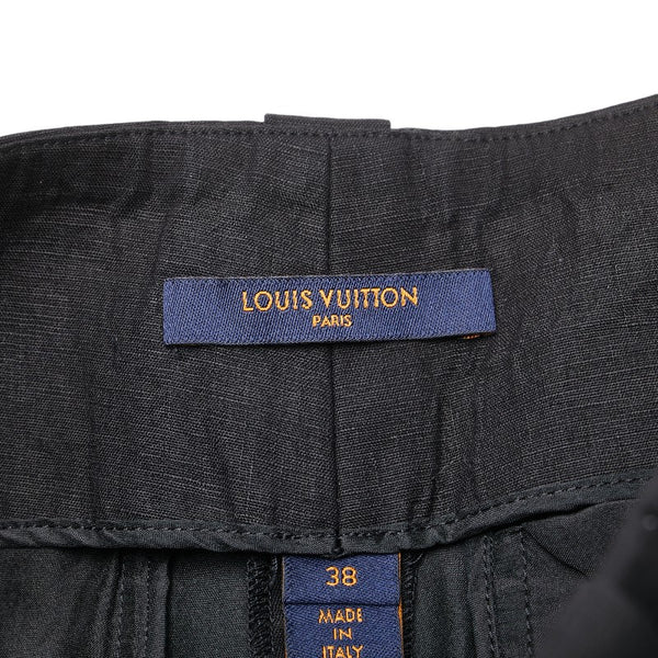 ルイ ヴィトン モノグラム ボタン ショートパンツ サイズ：38 RW191A JMQ FGPA99 ブラック リネン レディース LOUIS VUITTON 【中古】