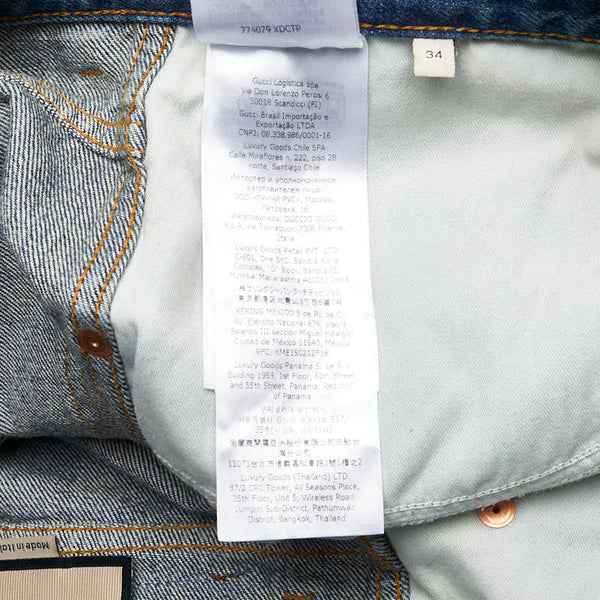 グッチ デニムパンツ スキニー サイズ：34 774079 ライトブルー コットン メンズ GUCCI 【中古】