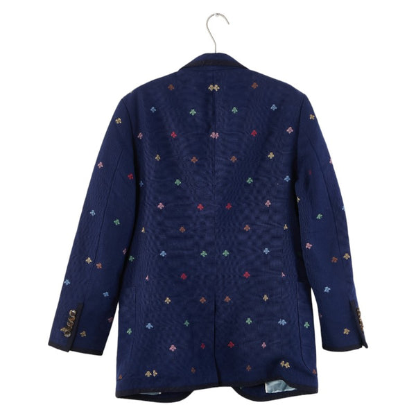 グッチ ビー 蜂 エンブロイダリー テーラードジャケット サイズ：48 527923 ネイビー マルチカラー コットン メンズ GUCCI 【中古】