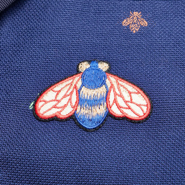 グッチ ビー 蜂 エンブロイダリー テーラードジャケット サイズ：48 527923 ネイビー マルチカラー コットン メンズ GUCCI 【中古】