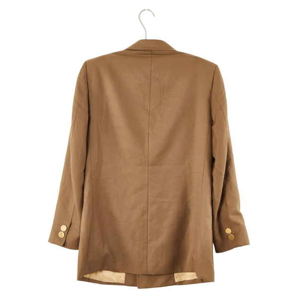 グッチ テーラードジャケット ブレザー ダブル サイズ：44 ブラウン ポリエステル ウール メンズ GUCCI 【中古】