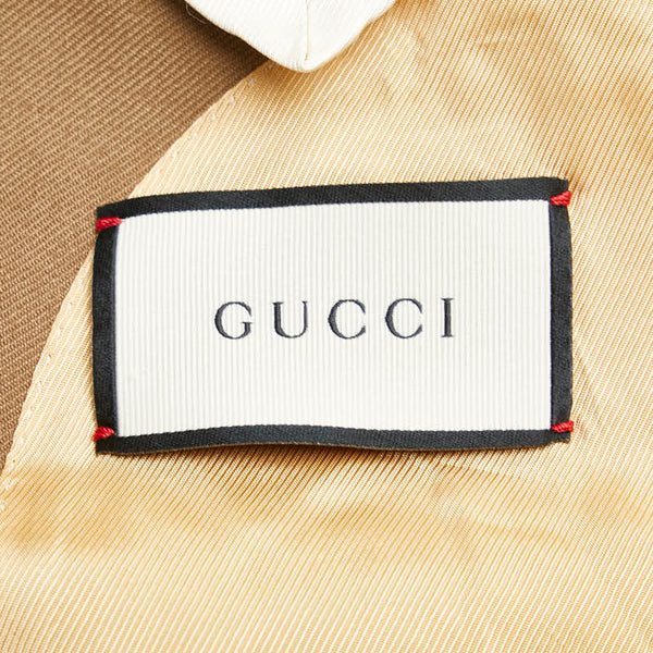 グッチ テーラードジャケット ブレザー ダブル サイズ：44 ブラウン ポリエステル ウール メンズ GUCCI 【中古】