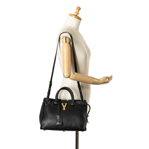 サンローラン Yライン プチカバス ハンドバッグ ショルダーバッグ 2WAY 311210 ブラック ゴールド レザー レディース SAINT LAURENT 【中古】