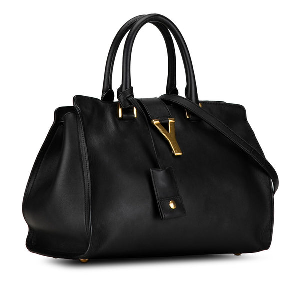 サンローラン Yライン プチカバス ハンドバッグ ショルダーバッグ 2WAY 311210 ブラック ゴールド レザー レディース SAINT LAURENT 【中古】