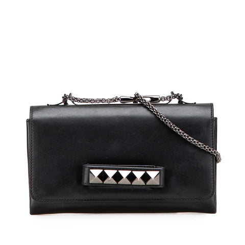ヴァレンティノ ロックスタッズ チェーン ショルダーバッグ ハンドバッグ ブラック レザー レディース VALENTINO 【中古】