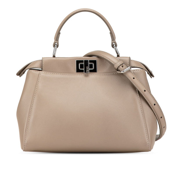 フェンディ セレリア ミニピーカブー ハンドバッグ ショルダーバッグ 2WAY 8BN244 グレージュ レザー レディース FENDI 【中古】