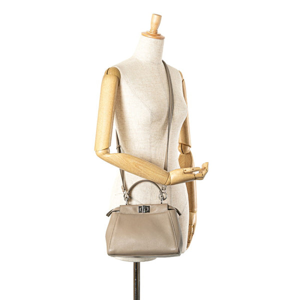 フェンディ セレリア ミニピーカブー ハンドバッグ ショルダーバッグ 2WAY 8BN244 グレージュ レザー レディース FENDI 【中古】