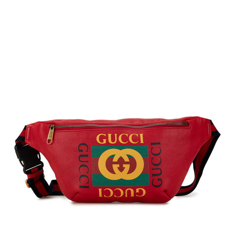 グッチ ロゴプリント ウエストバッグ ボディバッグ 530412 レッド グリーン マルチカラー レザー レディース GUCCI 【中古】