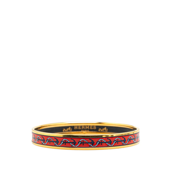 エルメス エマイユPM 七宝焼き バングル ゴールド レッド メッキ レディース HERMES 【中古】