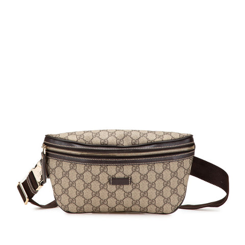 グッチ GGスプリーム ボディバッグ ウエストバッグ 233269 ベージュ ブラウン PVC レザー レディース GUCCI 【中古】