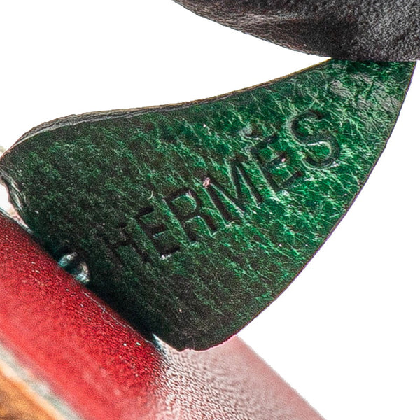エルメス アップル リンゴ モチーフ チャーム シルバー レッド メタル レザー レディース HERMES 【中古】