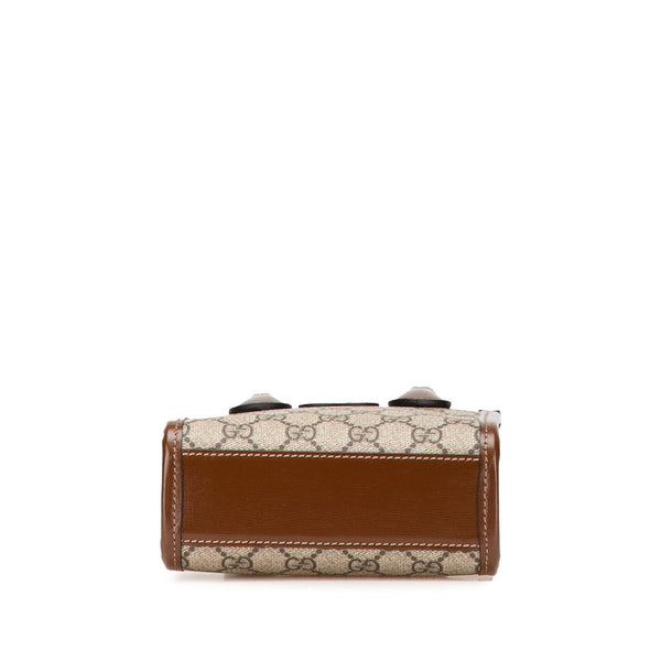 グッチ GGスプリーム インターロッキングG ミニ ハンドバッグ ショルダーバッグ 2WAY 671623 ベージュ ブラウン PVC レザー レディース GUCCI 【中古】