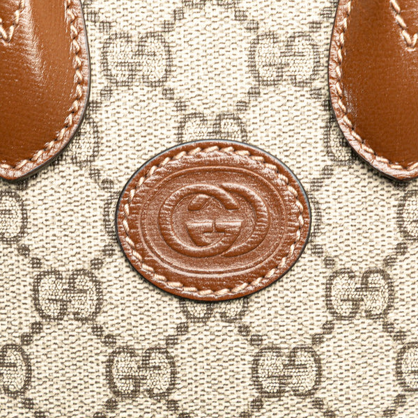 グッチ GGスプリーム インターロッキングG ミニ ハンドバッグ ショルダーバッグ 2WAY 671623 ベージュ ブラウン PVC レザー レディース GUCCI 【中古】