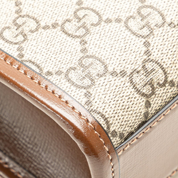 グッチ GGスプリーム インターロッキングG ミニ ハンドバッグ ショルダーバッグ 2WAY 671623 ベージュ ブラウン PVC レザー レディース GUCCI 【中古】