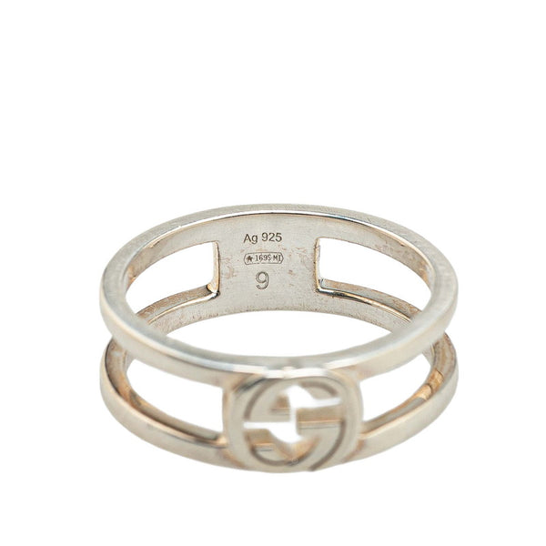 グッチ インターロッキングG オープンバンド リング 指輪 #9 SV925 シルバー レディース GUCCI 【中古】