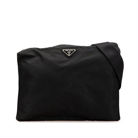 プラダ 三角ロゴプレート 斜め掛け ショルダーバッグ ブラック ナイロン レディース PRADA 【中古】
