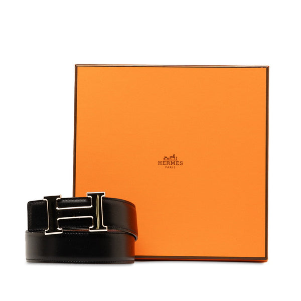 エルメス コンスタンス H リバーシブル ベルト 70 ブラック ブラウン シルバー レザー レディース HERMES 【中古】