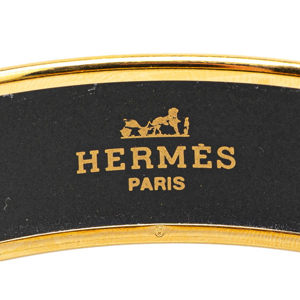 エルメス エマイユ ベルト モチーフ バングル ゴールド ブラック マルチカラー メッキ レディース HERMES 【中古】